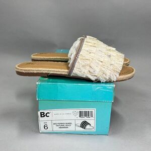 BC Footwear Women's Size 6 Big Ferris Wheel Natural Gold Fringe Sandals